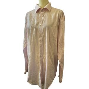 Michael Kors Light Slim Tall Dress Shirt, Size 18 36/37, Pale Pink Geometric